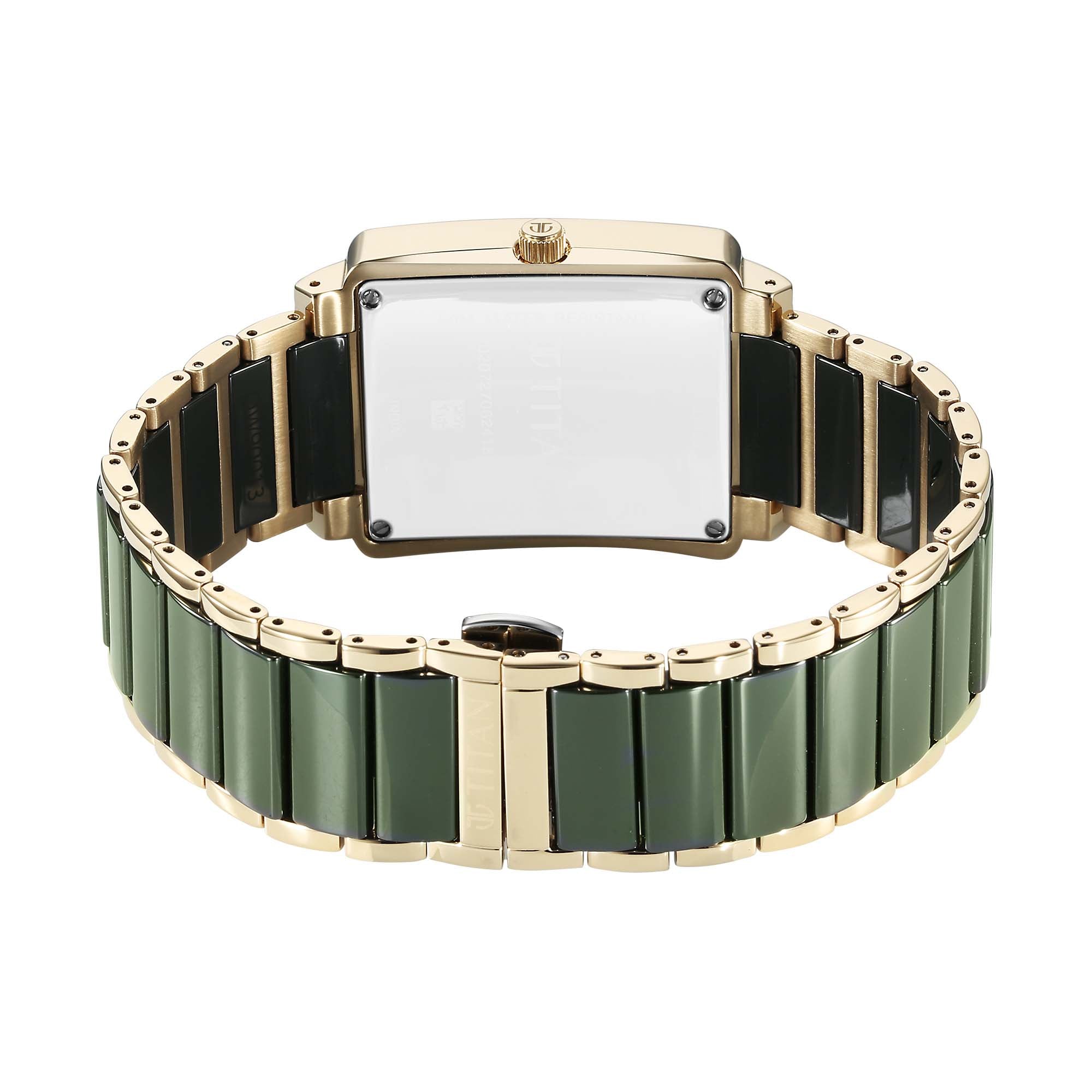 Titan Regalia Shaped Ceramic Quartz Analog with Date Green Dial Steel & Ceramic Strap Watch For Men (90013KD05)