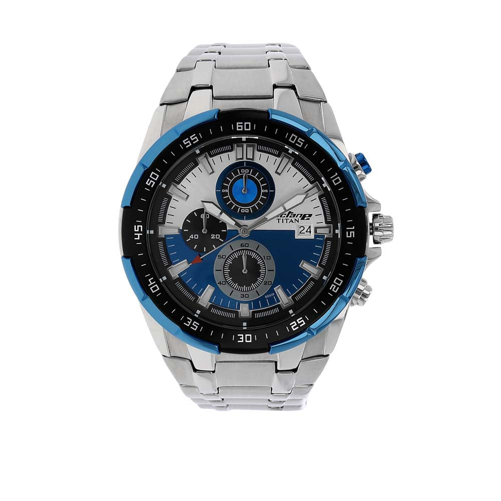 Titan Octane Multicolored Dial Silver Stainless Steel Strap Multifunction Watch for Men