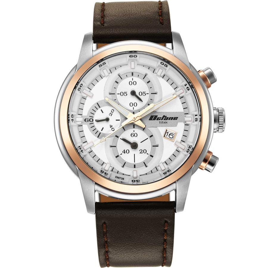 Titan Octane Silver Dial Analog with Date Stainless Steel Strap Watch for Men