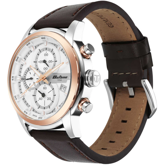 Titan Octane Silver Dial Analog with Date Stainless Steel Strap Watch for Men