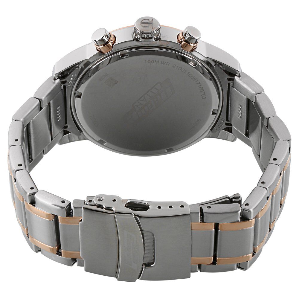 Titan Octane White Dial Dual Color Stainless Steel Strap Chronograph Watch for Men