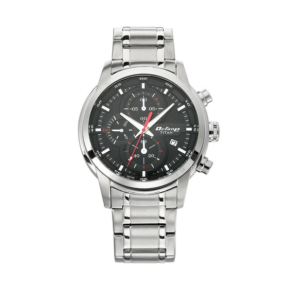 Titan Octane Chrono Black Dial Stainless Steel Strap watch for Men