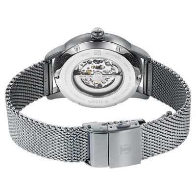 Titan Silver Dial Grey Stainless Steel Strap Automatic Watch for Men