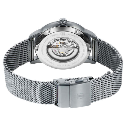 Titan Silver Dial Grey Stainless Steel Strap Automatic Watch for Men
