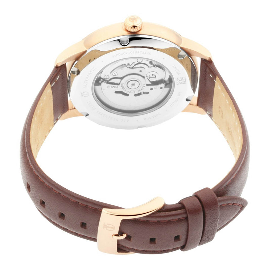 Titan Blue Dial Brown Leather Strap Automatic Watch for Men