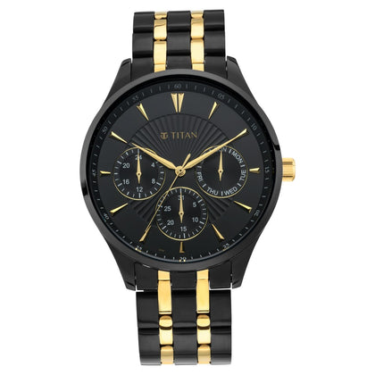 Titan Regalia Opulent Black Dial Multifunction Stainless Steel Strap watch for Men