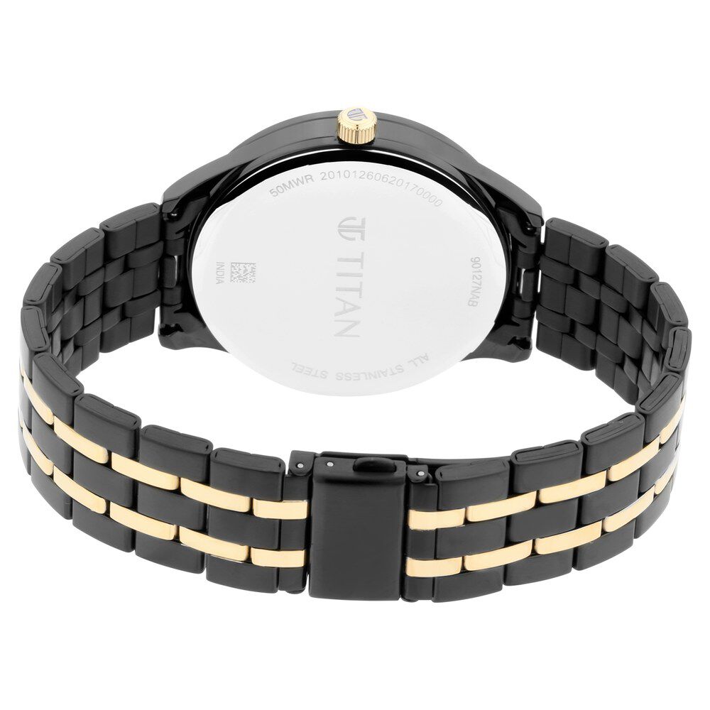 Titan Regalia Opulent Black Dial Multifunction Stainless Steel Strap watch for Men