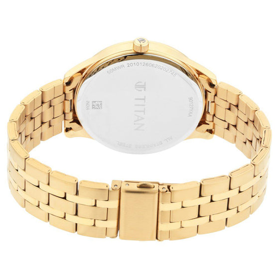 Titan Quartz Analog with Day and Date White Dial Stainless Steel Strap Watch for Men