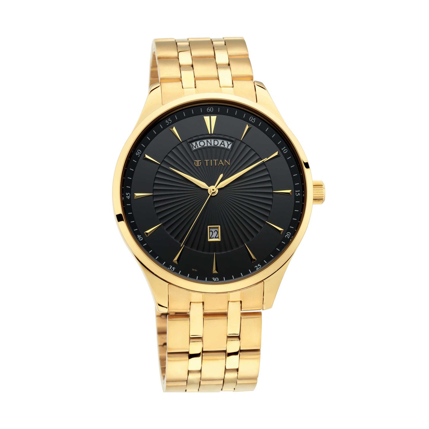 Titan Regalia Opulent Black Dial Analog with Day and Date Stainless Steel Strap watch for Men