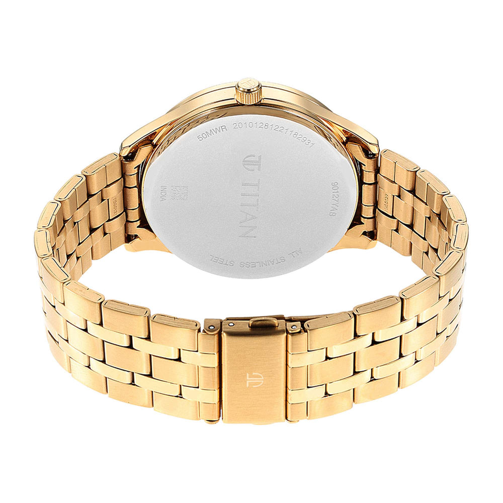 Titan Green Dial Gold Stainless Steel Strap Multifunction Watch for Men