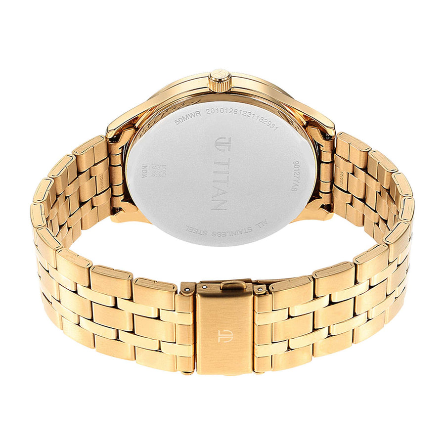 Titan Green Dial Gold Stainless Steel Strap Multifunction Watch for Men