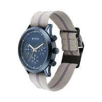 Titan Blue Dial Grey Nylon Strap Multifunction Watch for Men