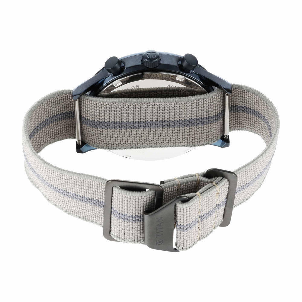 Titan Blue Dial Grey Nylon Strap Multifunction Watch for Men
