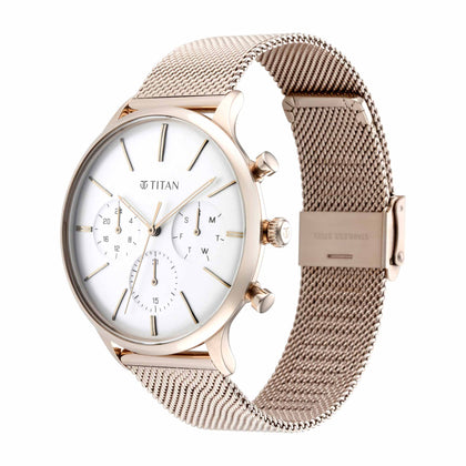 Titan Light Leathers Silver Dial Multi Stainless Steel Strap Watch for Men