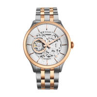 Titan Silver Dial Two Toned Stainless Steel Strap Automatic Watch for Men
