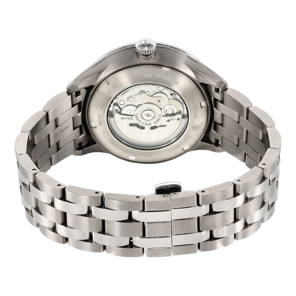 Titanium Watch Rectangular Titan Anthracite Dial Silver Titanium Strap Automatic Watch for Men ...