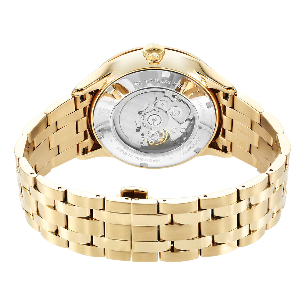 Titan Metal Mechanicals Golden Dial Golden Stainless Steel Strap Watch for Men