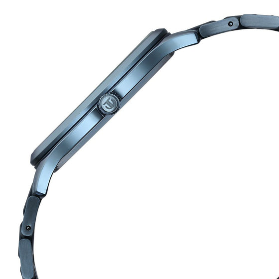 Titan Slim Ceramic Fusion Quartz Analog with Date Blue Dial Stainless Steel Strap Watch For Men