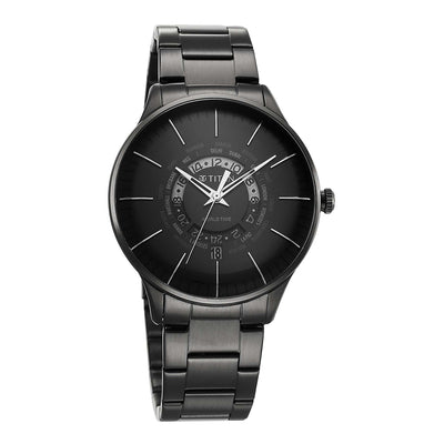 Titan Black Dial Stainless Steel Strap World Time with Date Watch for Men