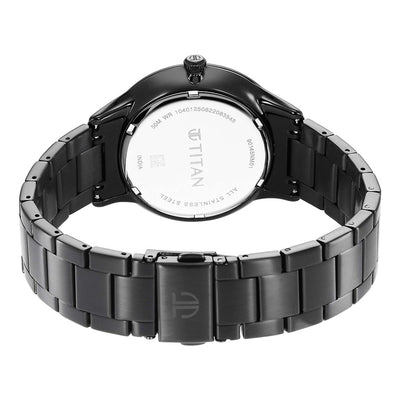 Titan Black Dial Stainless Steel Strap World Time with Date Watch for Men