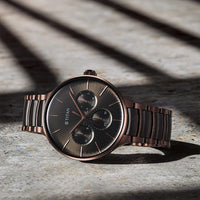 Titan Ceramic Fusion Multifunction Black Dial With Two Toned Color Stainless Steel Strap Watch For Men