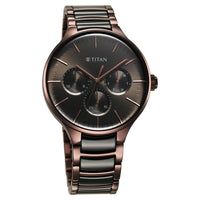 Titan Ceramic Fusion Multifunction Black Dial With Two Toned Color Stainless Steel Strap Watch For Men