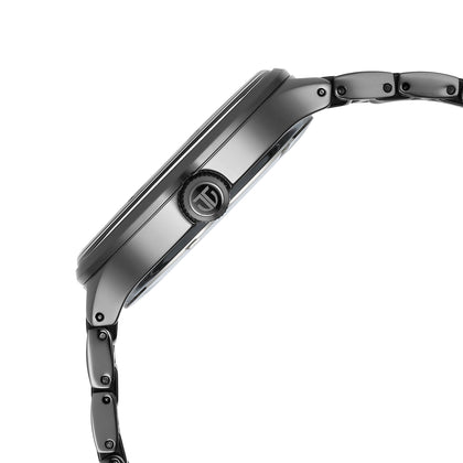 Titan Ceramic Fusion Multifunction Black Round Dial Two Toned Stainless Steel Strap Watch For Men