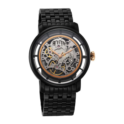 Titan Black Dial Stainless Steel Strap Mechanical Watch for Men