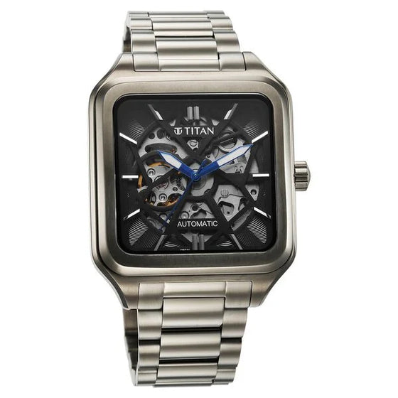 Titan Shaped Automatics Anthracite Dial Grey Stainless Steel Strap watch for Men