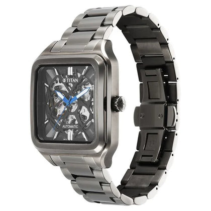 Titan Shaped Automatics Anthracite Dial Grey Stainless Steel Strap watch for Men