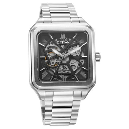 Titan Shaped Automatics Anthracite Dial Silver Stainless Steel Strap watch for Men