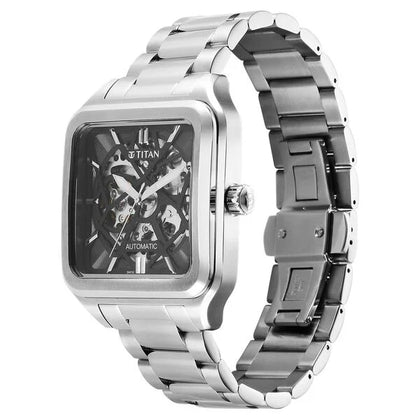 Titan Shaped Automatics Anthracite Dial Silver Stainless Steel Strap watch for Men