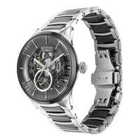 Titan Ceramic Fusion Automatic Black Dial Silver Dual-Toned Stainless Steel Bracelet Watch for Men