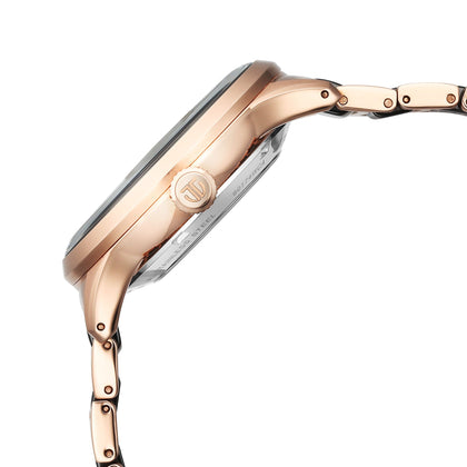 Titan Ceramic Fusion Automatic Black Dial Rose Gold Dual-Toned Stainless Steel Bracelet Watch for Men