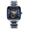 Titan Ceramic Fusion Automatic Square Blue Dial Rose Gold Dual-Toned Stainless Steel Bracelet Watch for Men