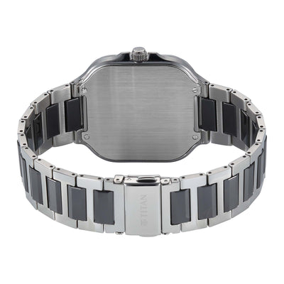 Titan Classique Black Square Dial Two Toned Stainless Steel Strap Analog with Date Watch for Men