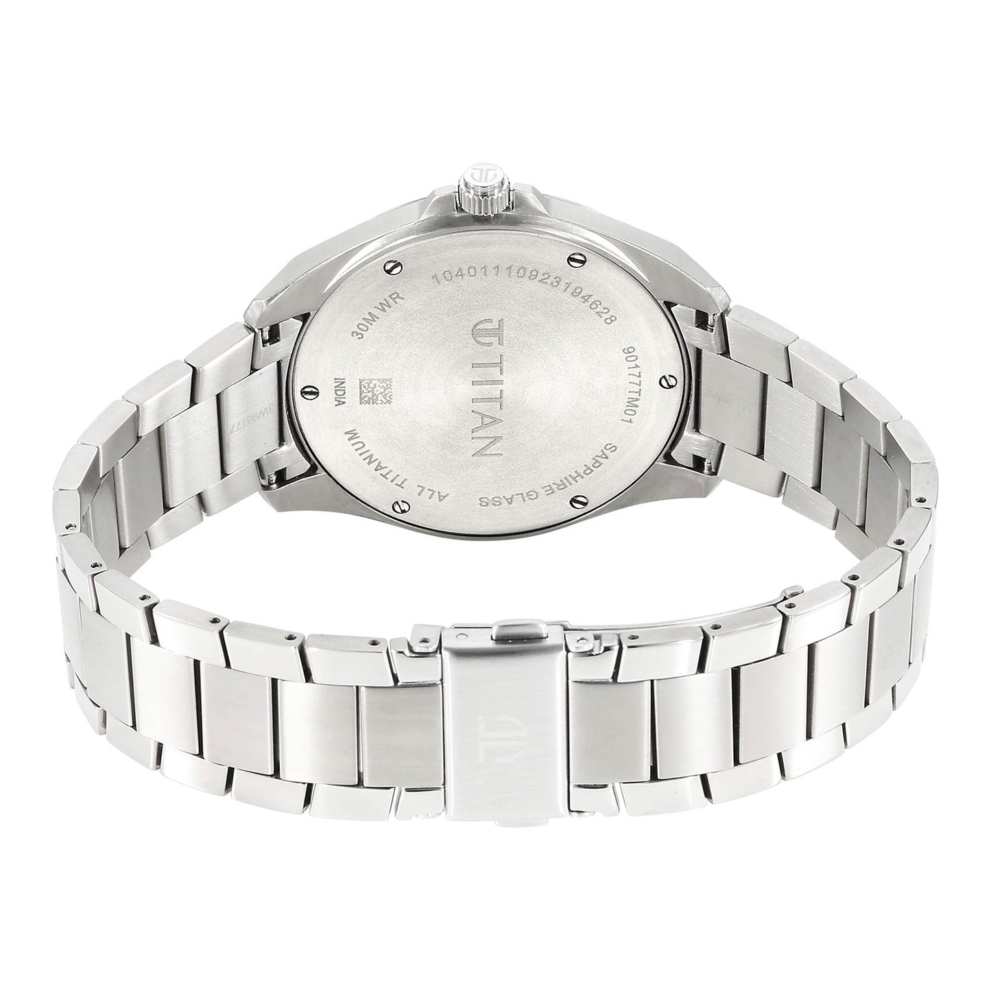Titan Blue Dial Silver Titanium Strap Analog Watch for Men