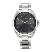 Titan Black Dial Silver Titanium Strap Analog Watch for Men