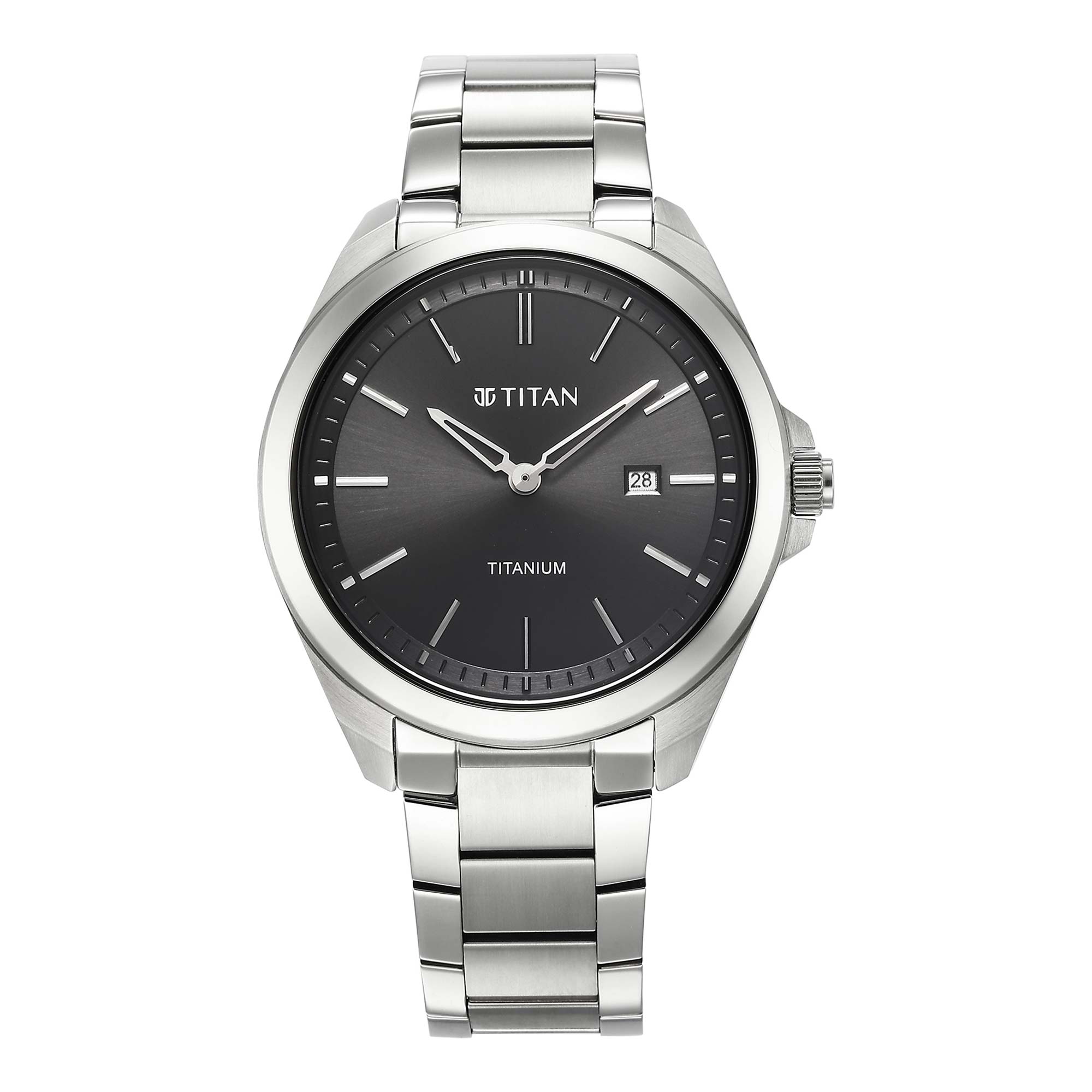 Titan Black Dial Silver Titanium Strap Analog Watch for Men