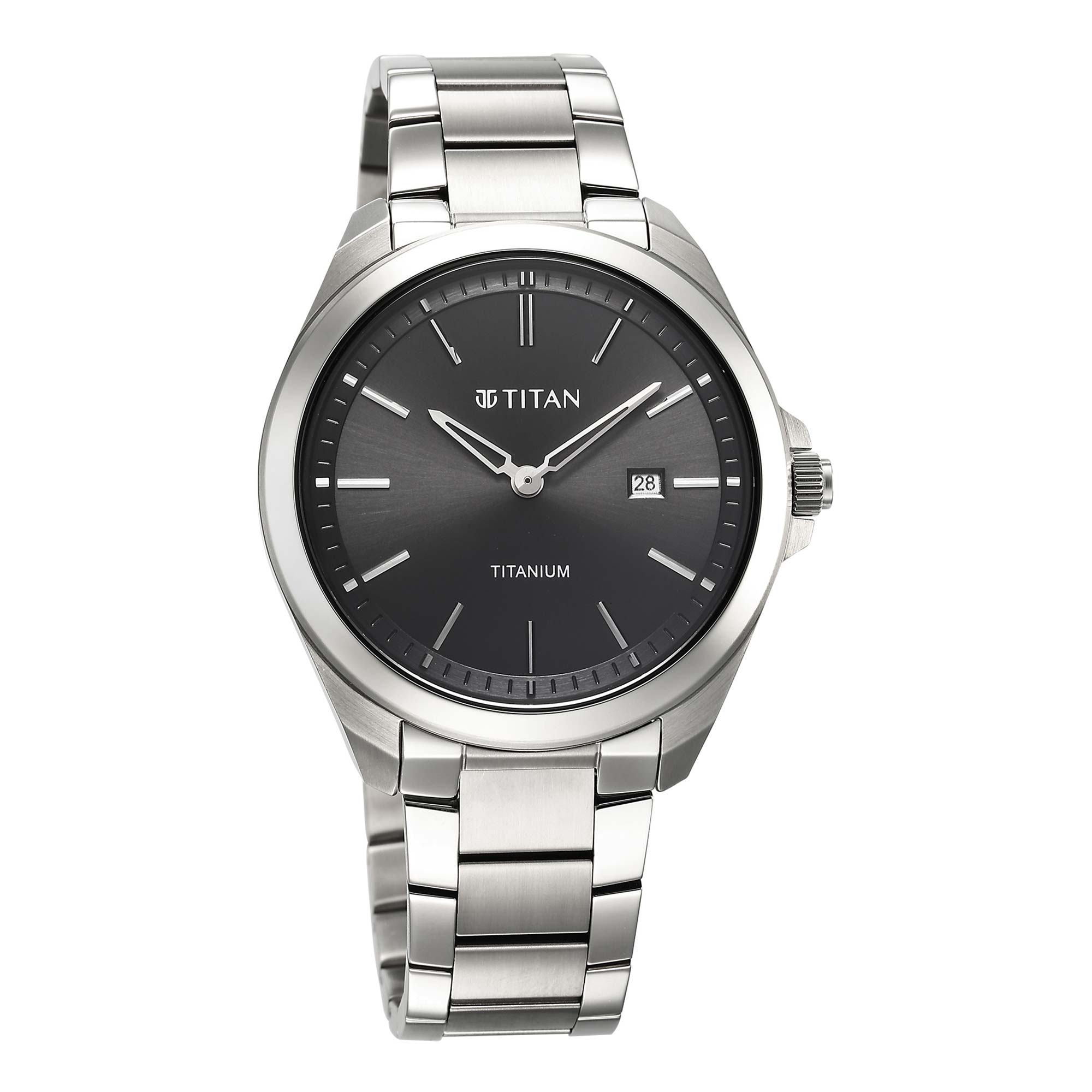 Titan Black Dial Silver Titanium Strap Analog Watch for Men