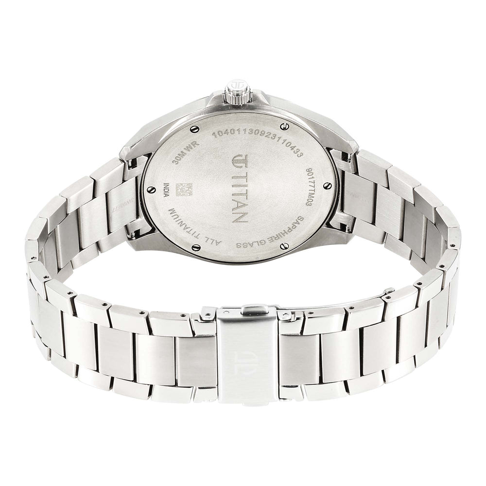 Titan Black Dial Silver Titanium Strap Analog Watch for Men