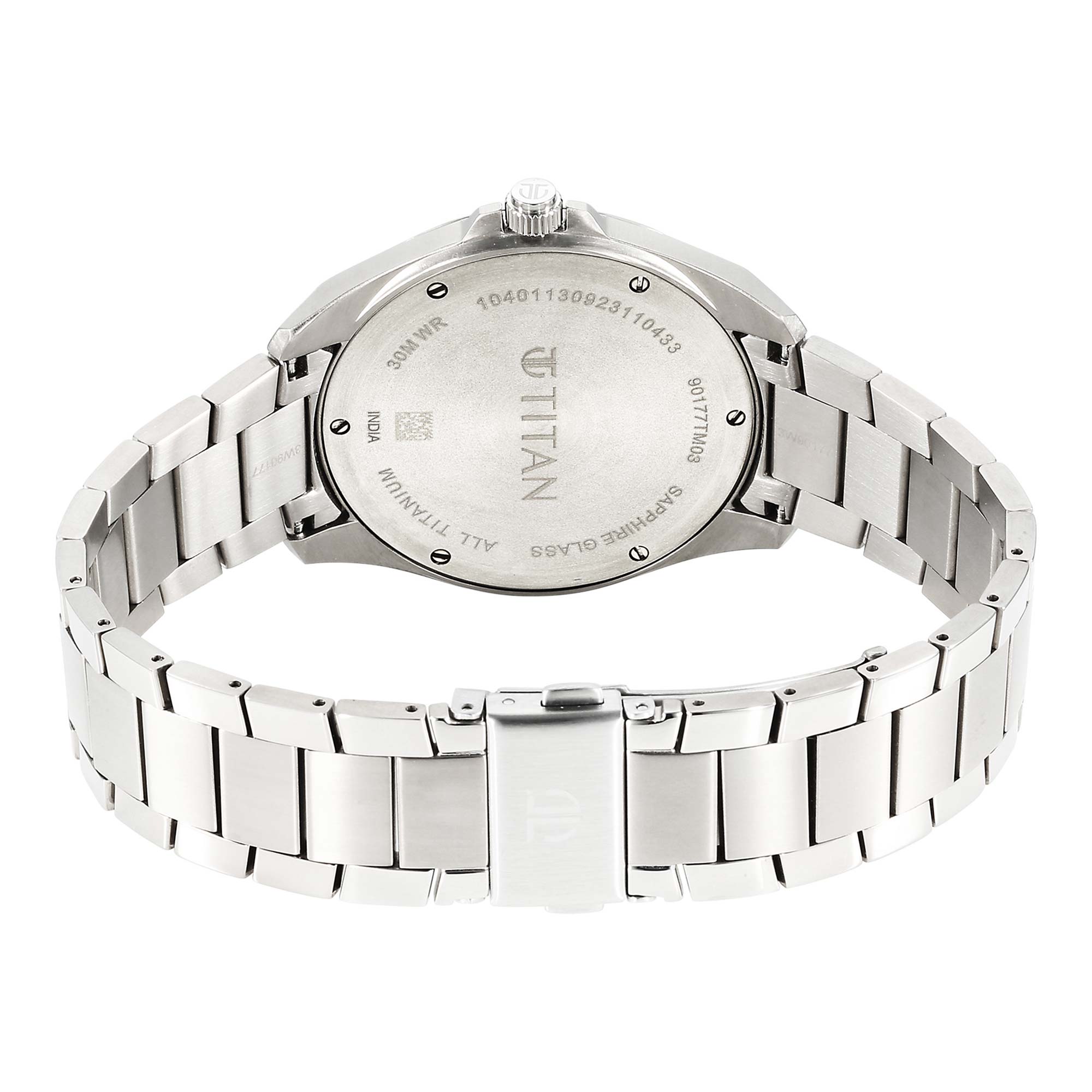 Titan Black Dial Silver Titanium Strap Analog Watch for Men