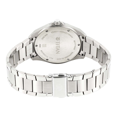 Titan Black Dial Silver Titanium Strap Analog Watch for Men