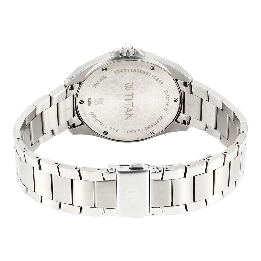 Titan Black Dial Silver Titanium Strap Analog Watch for Men