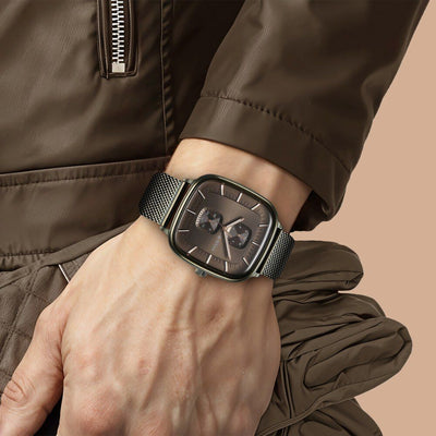 Titan Avant Garde Quartz Multifunction Brown Dial With Green Color Stainless Steel Strap Watch For Men