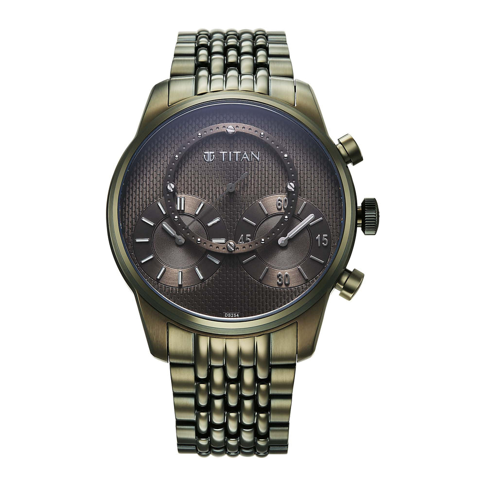 Titan Green Dial Stainless Steel Strap Analog Quartz Watch for Men