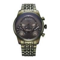 Titan Green Dial Stainless Steel Strap Analog Quartz Watch for Men