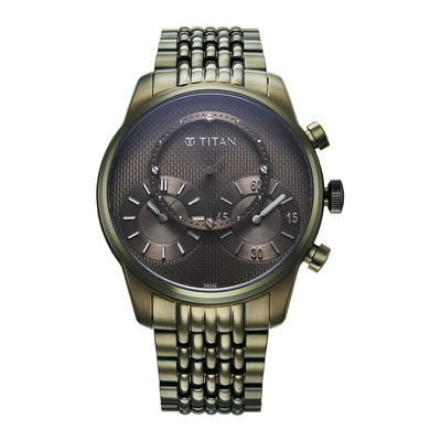 Titan Green Dial Stainless Steel Strap Analog Quartz Watch for Men