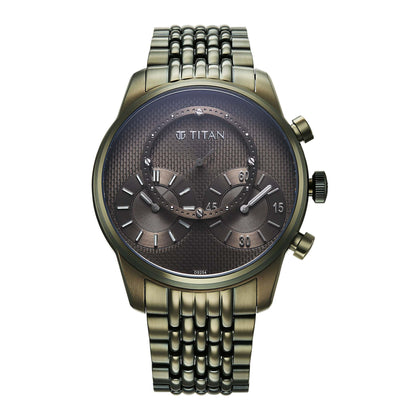 Titan Green Dial Stainless Steel Strap Analog Quartz Watch for Men