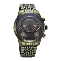 Titan Green Dial Stainless Steel Strap Analog Quartz Watch for Men